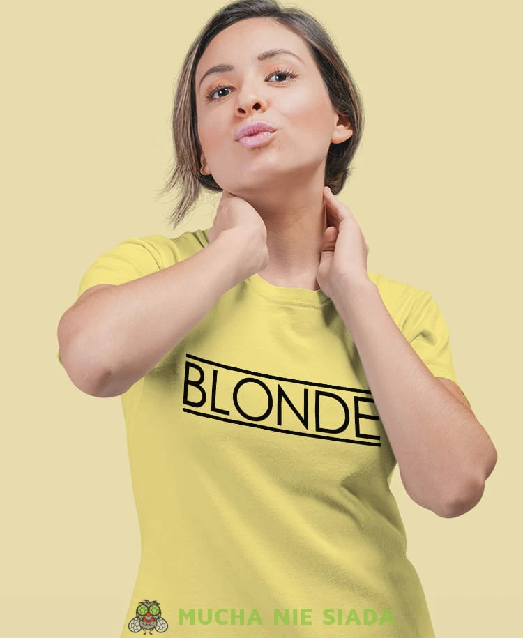 blonde żółta damska koszulka z nadrukiem na prezent dla dziewczyny.jpg