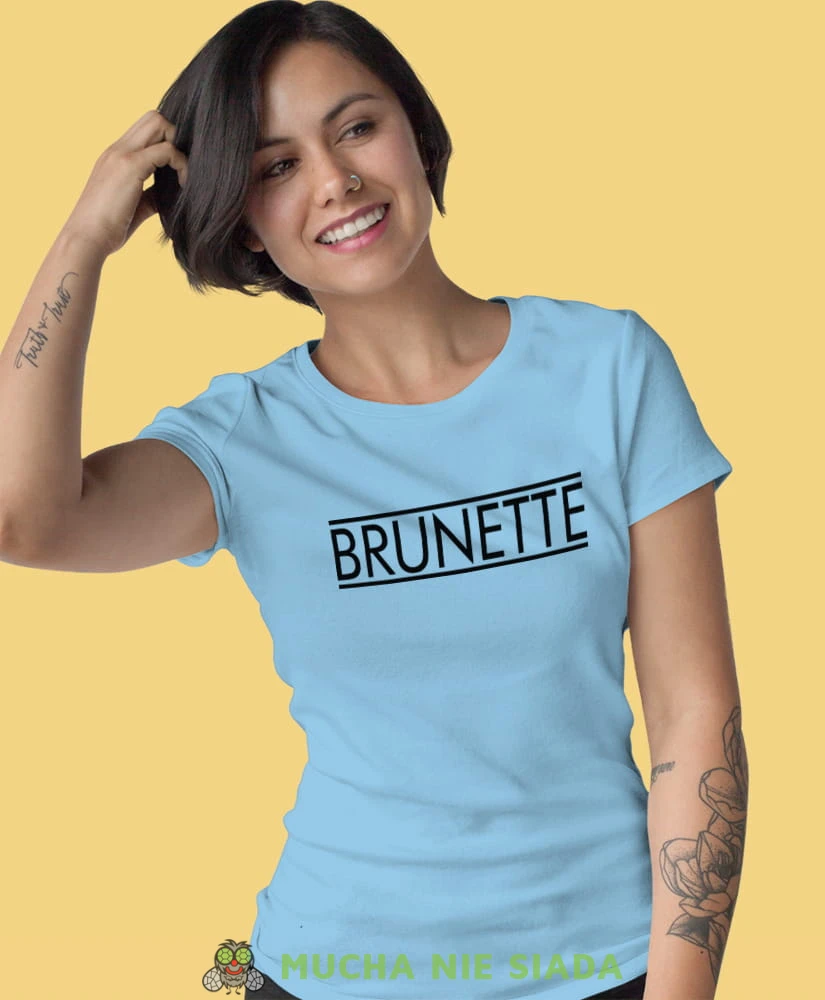 brunette jasnoniebieska damska koszulka z nadrukiem na prezent dla dziewczyny.jpg