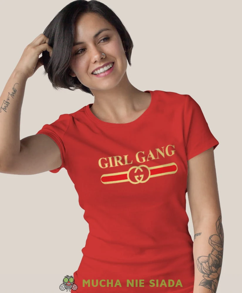 girl gang czerwona damska koszulka z nadrukiem na prezent dla dziewczyny.jpg