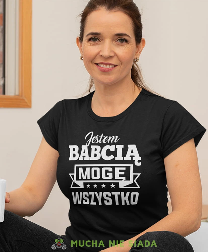 jestem babcią mogę wszystko czarna damska koszulka dla babci z nadrukiem babcia.jpg