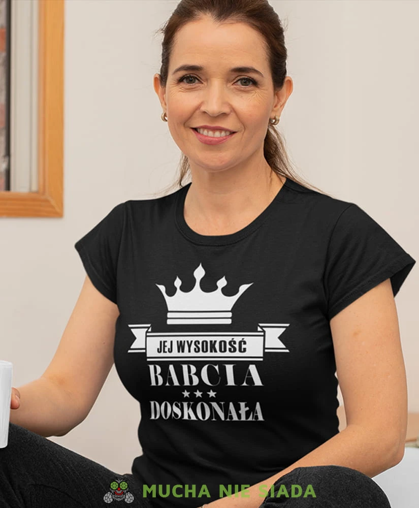 jej wysokość babcia doskonała czarna damska koszulka dla babci z nadrukiem babcia.jpg