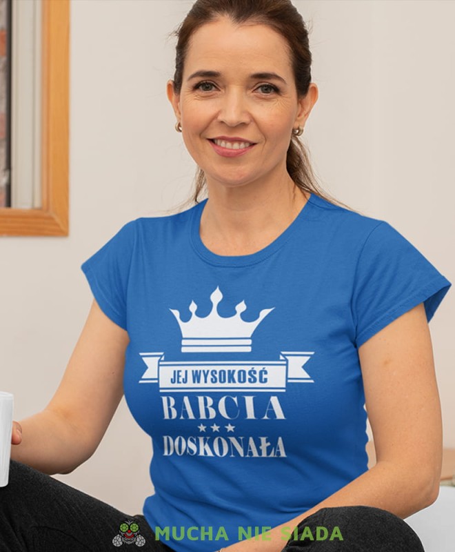 jej wysokość babcia doskonała niebieska damska koszulka dla babci z nadrukiem babcia.jpg