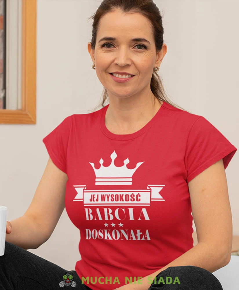 jej wysokość babcia doskonała czerwona damska koszulka dla babci z nadrukiem babcia.jpg