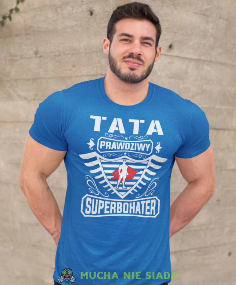 tata prawdziwy superbohater niebieska koszulka dla taty.jpg
