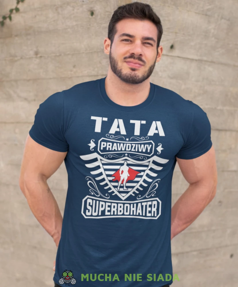 tata prawdziwy superbohater granatowa koszulka dla taty.jpg