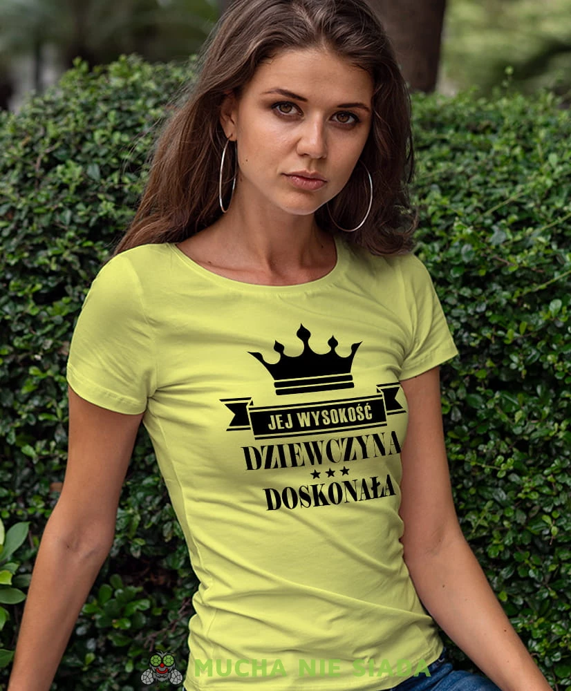 jej wysokość dziewczyna doskonała żółta koszulka damska z nadrukiem dla dziewczyny na prezent urodziny.jpg
