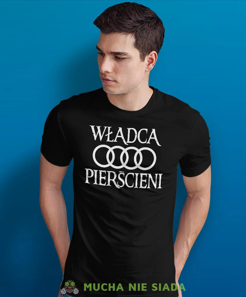 władca pierścieni, audi, czarna męska koszulka z nadrukiem na co dzień, na prezent, fajna koszulka dla chłopaka.jpg