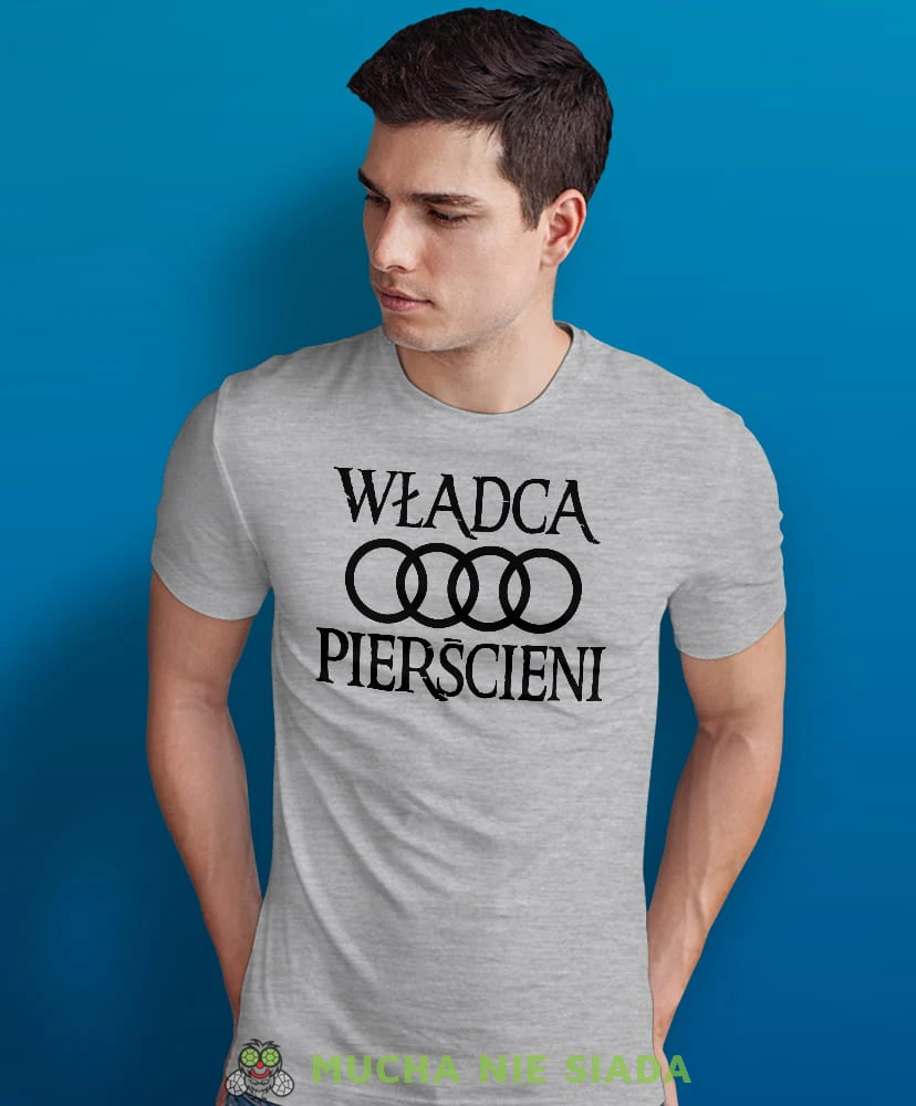 władca pierścieni, audi, szara męska koszulka z nadrukiem na co dzień, na prezent, fajna koszulka dla chłopaka.jpg