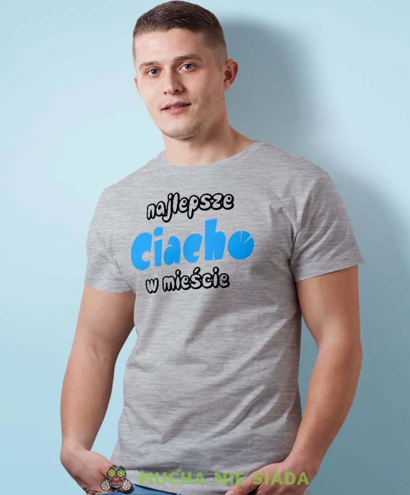 najlepsze ciacho w mieście szara męska koszulka z nadrukiem na co dzień, na prezent, fajna koszulka, dla męża, dla chłopaka, super prezent.jpg