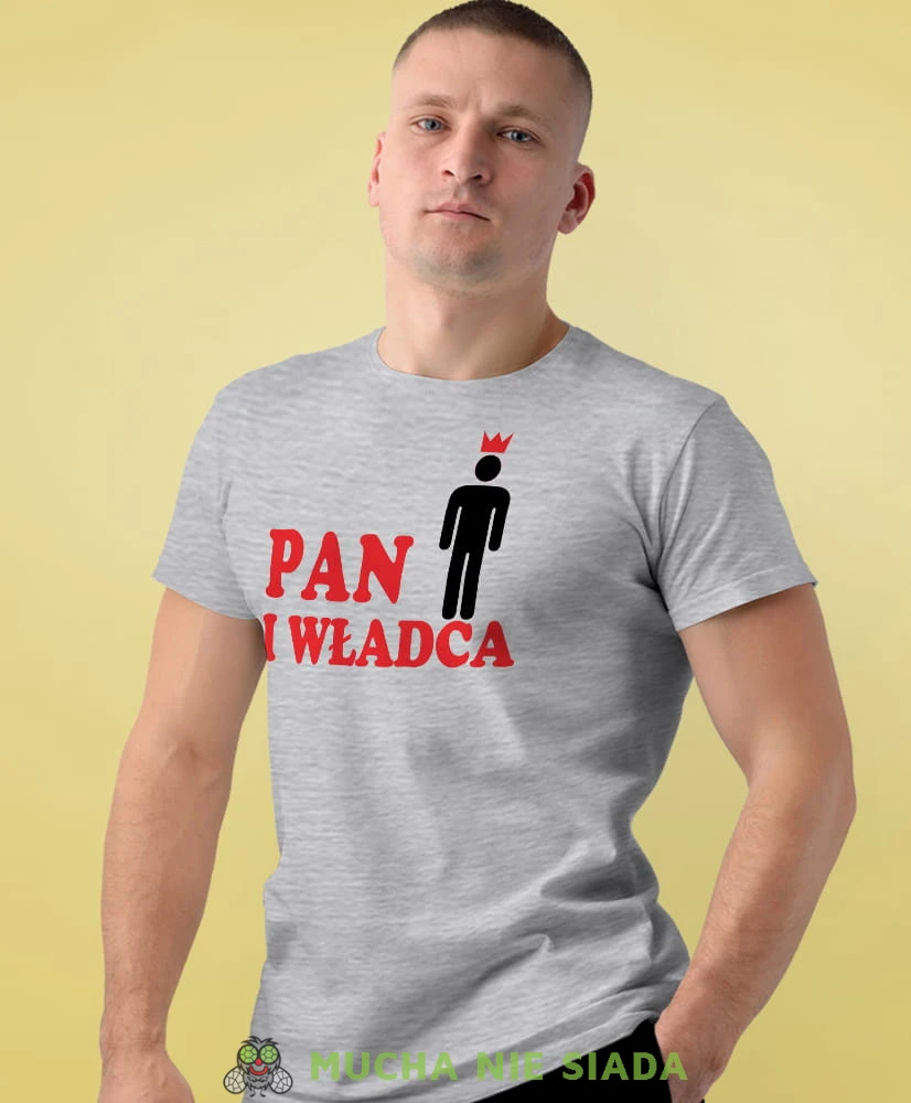 pan i władca szara męska koszulka z nadrukiem na co dzień, na prezent, fajna koszulka, dla chłopaka, dla męża.jpg