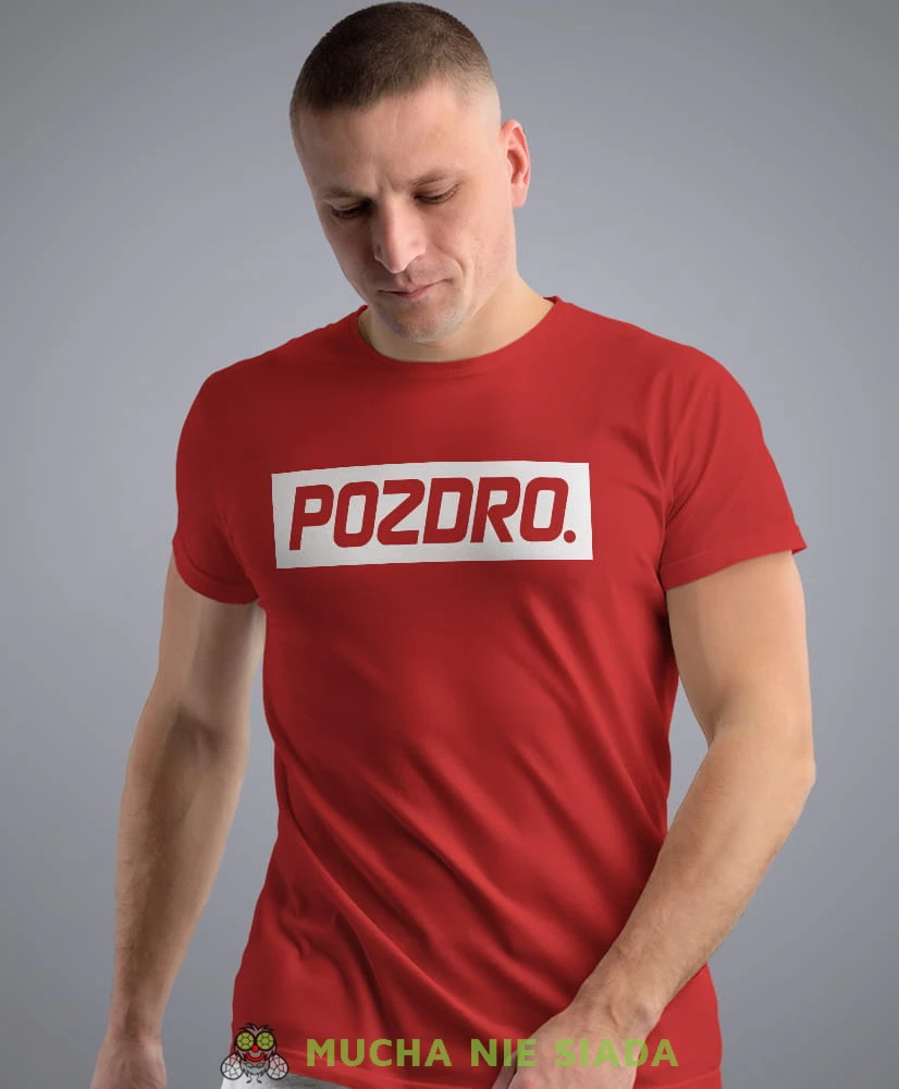 pozdro czerwona męska koszulka z nadrukiem na co dzień, na prezent, fajna koszulka.jpg