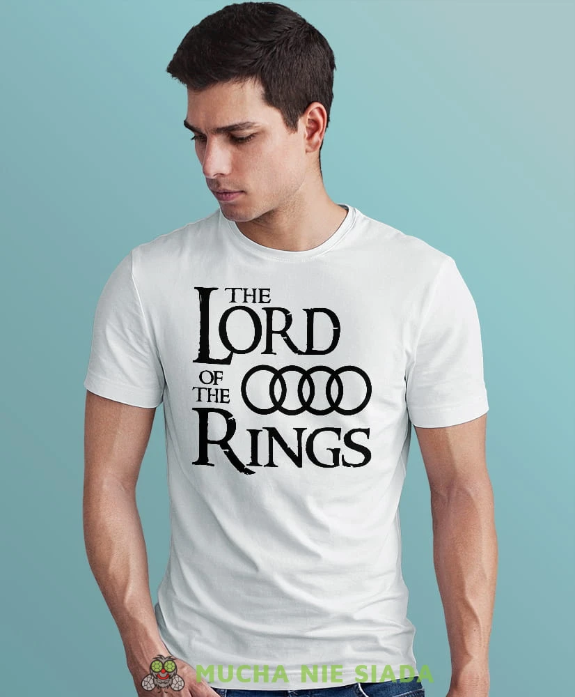 the lord of the rings, audi, biała męska koszulka z nadrukiem na co dzień, na prezent, fajna koszulka dla chłopaka.jpg