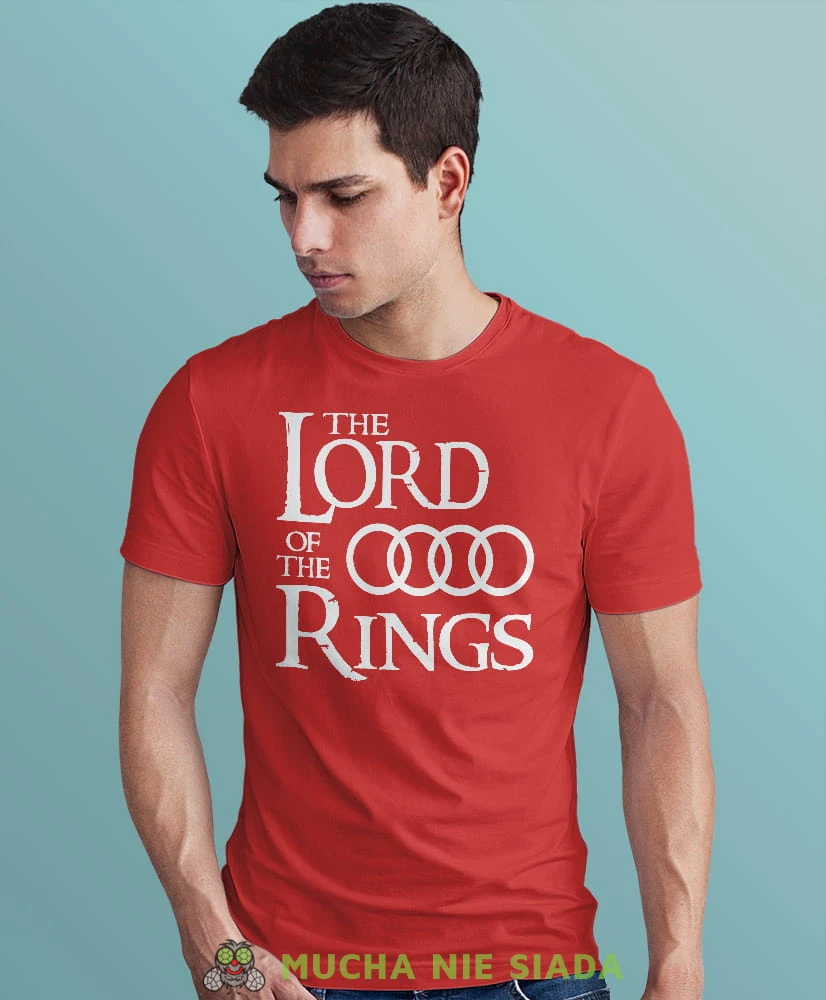 the lord of the rings, audi, czerwona męska koszulka z nadrukiem na co dzień, na prezent, fajna koszulka dla chłopaka.jpg