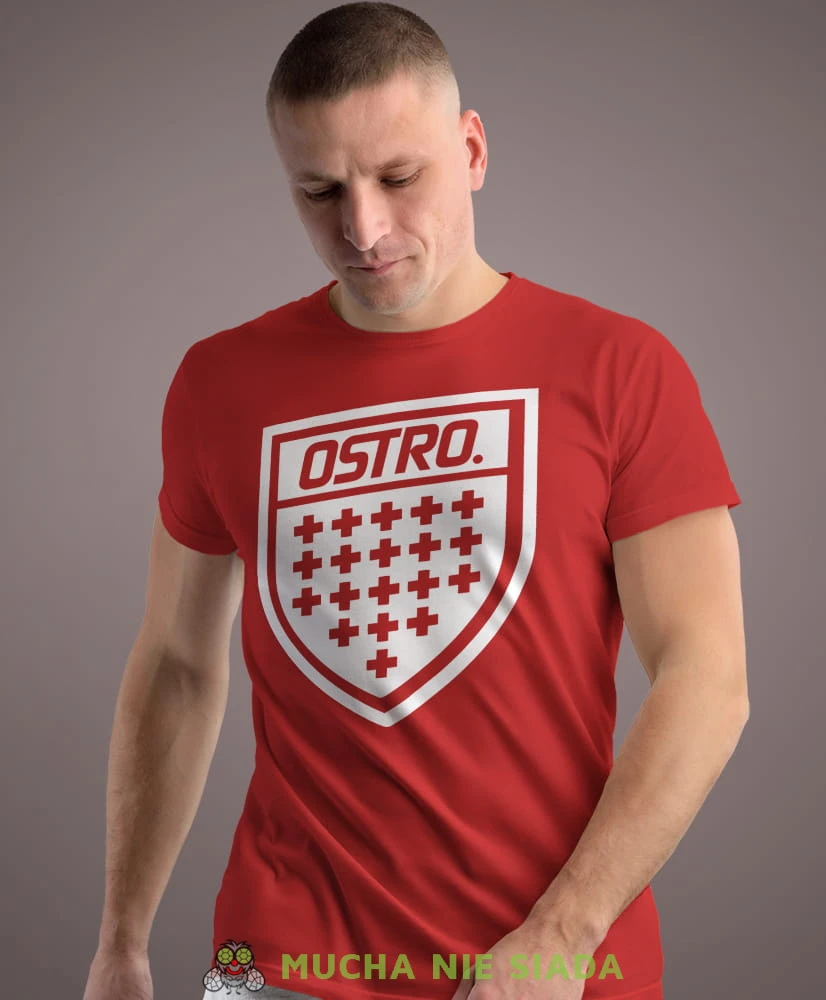 ostro czerwona męska koszulka z nadrukiem na co dzień, na prezent, fajna koszulka.jpg