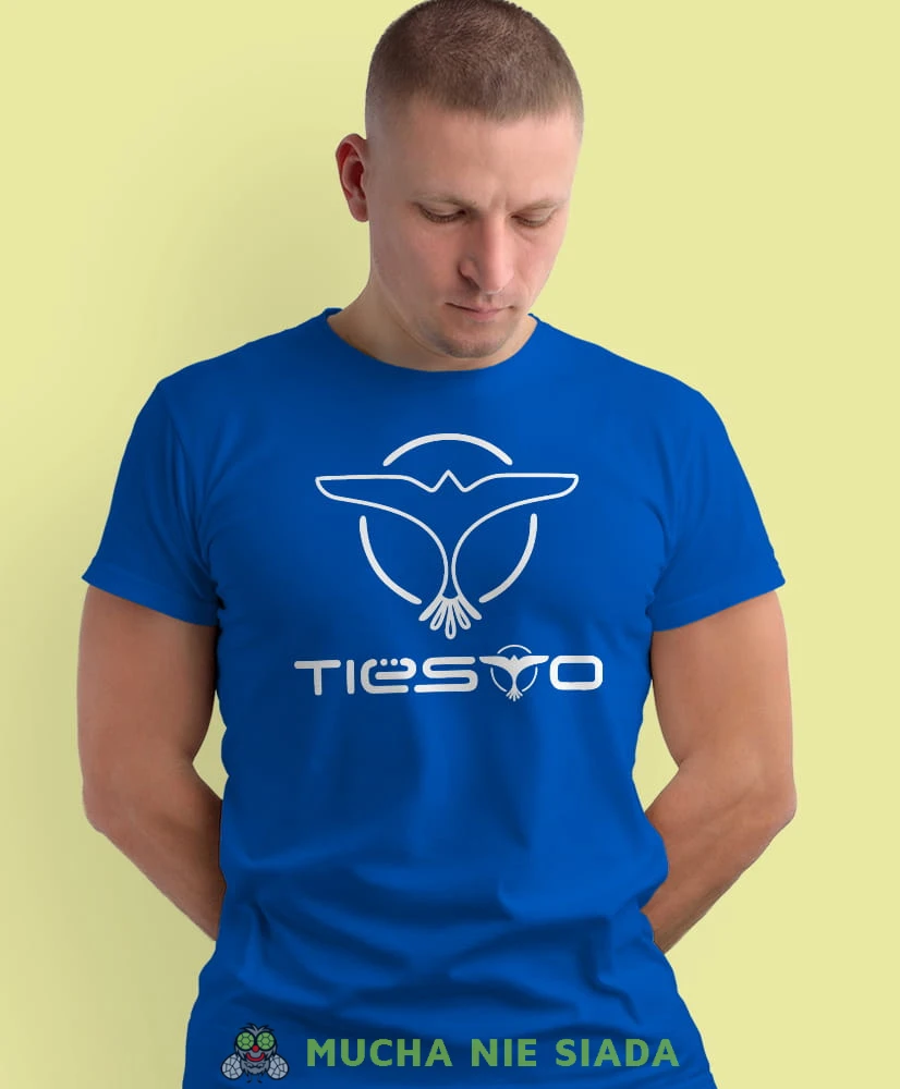tiesto niebieska męska koszulka z nadrukiem na co dzień, na prezent, fajna koszulka dla chłopaka.jpg