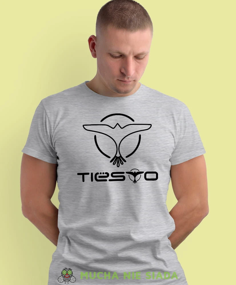 tiesto szara męska koszulka z nadrukiem na co dzień, na prezent, fajna koszulka dla chłopaka.jpg