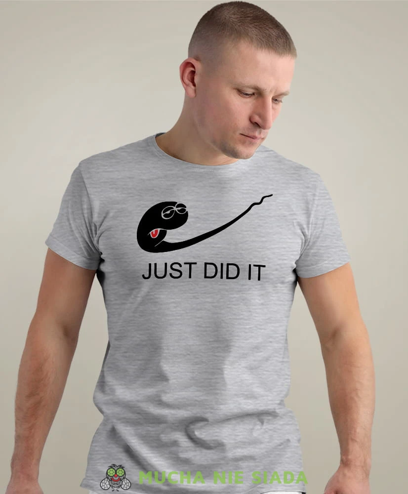 just did it szara męska koszulka z nadrukiem na co dzień, na prezent, fajna koszulka.jpg