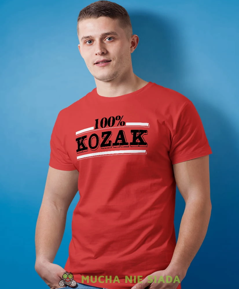 100% kozak czerwona męska koszulka z nadrukiem na co dzień, na prezent, fajna koszulka, dla męża, dla chłopaka, super prezent.jpg