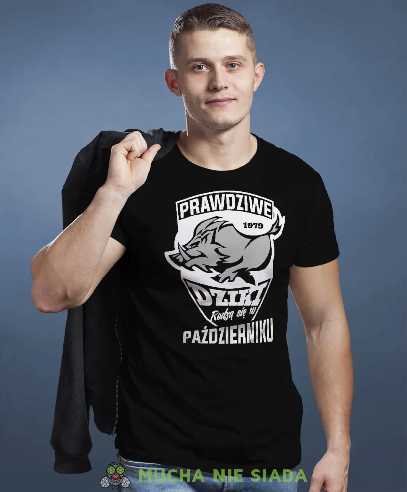 Prawdziwe dziki rodzą się w...  czarna koszulka urodzinowa