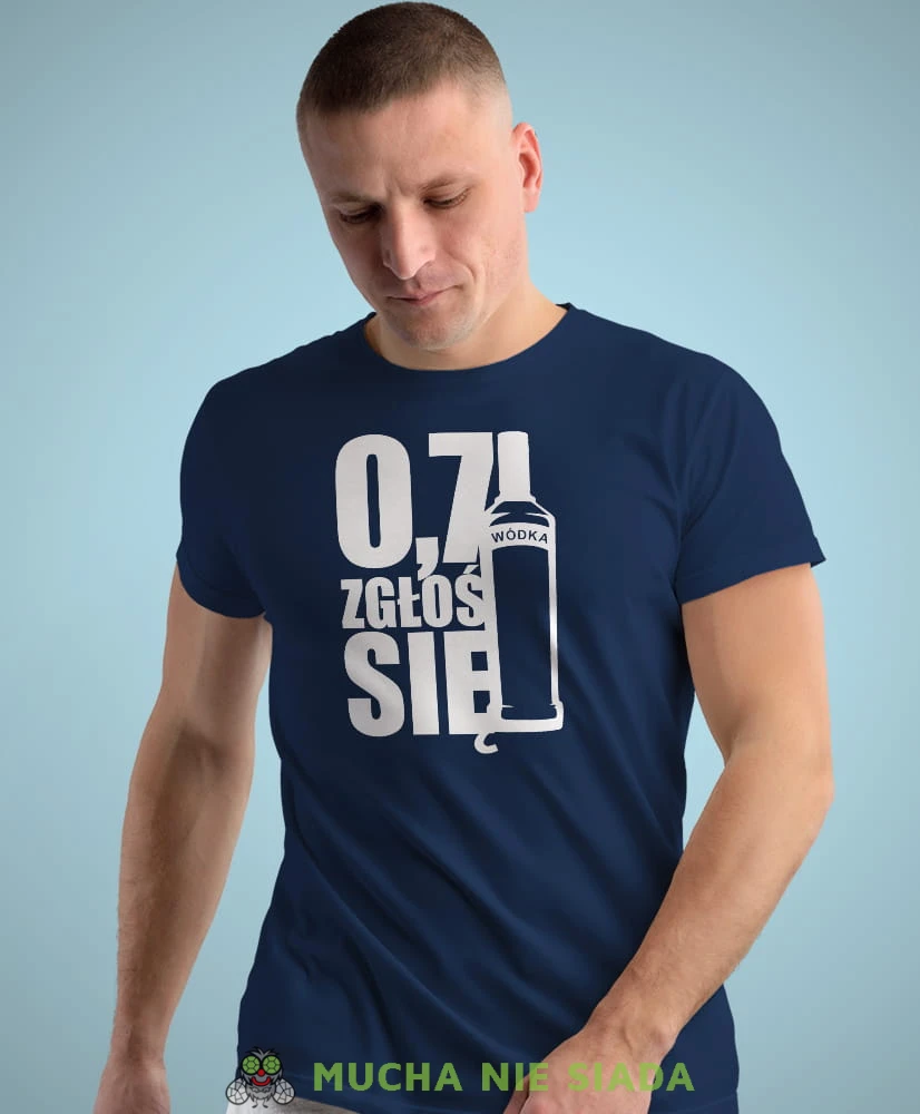 0,7 zgłoś się granatowa męska koszulka z nadrukiem na co dzień, na prezent, fajna koszulka.jpg