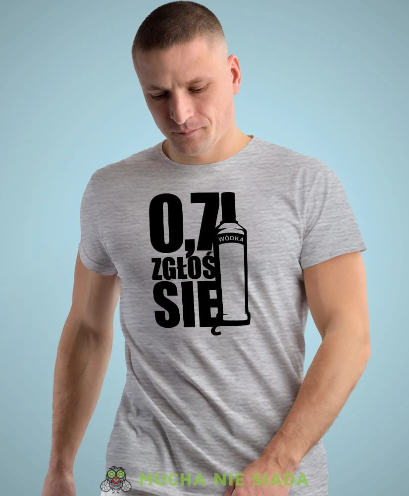 0,7 zgłoś się szara męska koszulka z nadrukiem na co dzień, na prezent, fajna koszulka.jpg