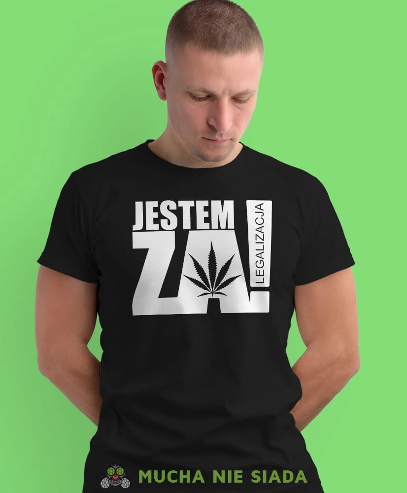 jestem za legalizacja czarna męska koszulka z nadrukiem na co dzień, na prezent, fajna koszulka.jpg