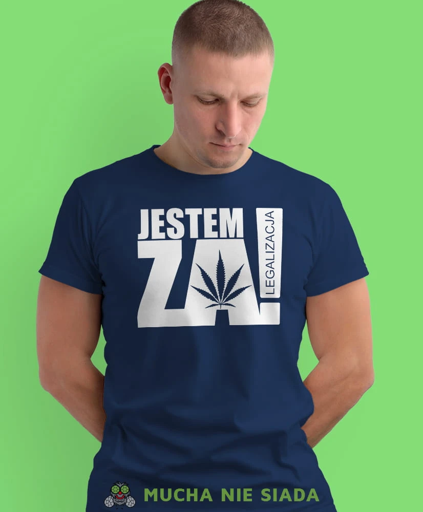 jestem za legalizacja granatowa męska koszulka z nadrukiem na co dzień, na prezent, fajna koszulka.jpg