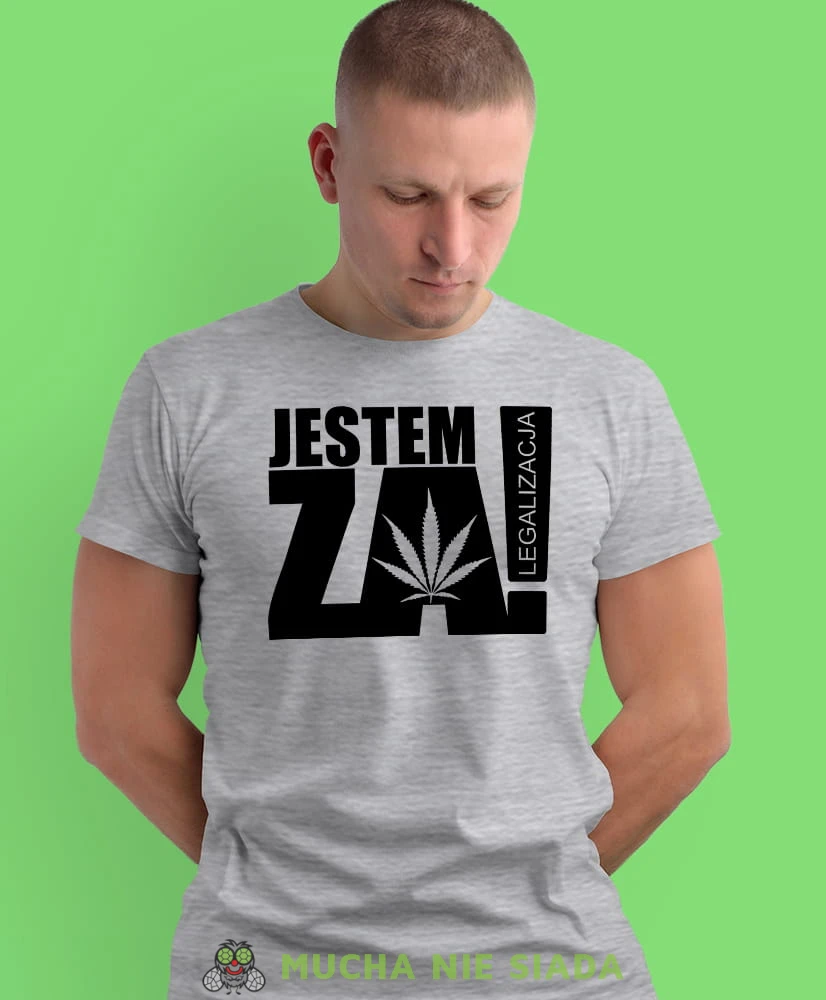 jestem za legalizacja szara męska koszulka z nadrukiem na co dzień, na prezent, fajna koszulka.jpg