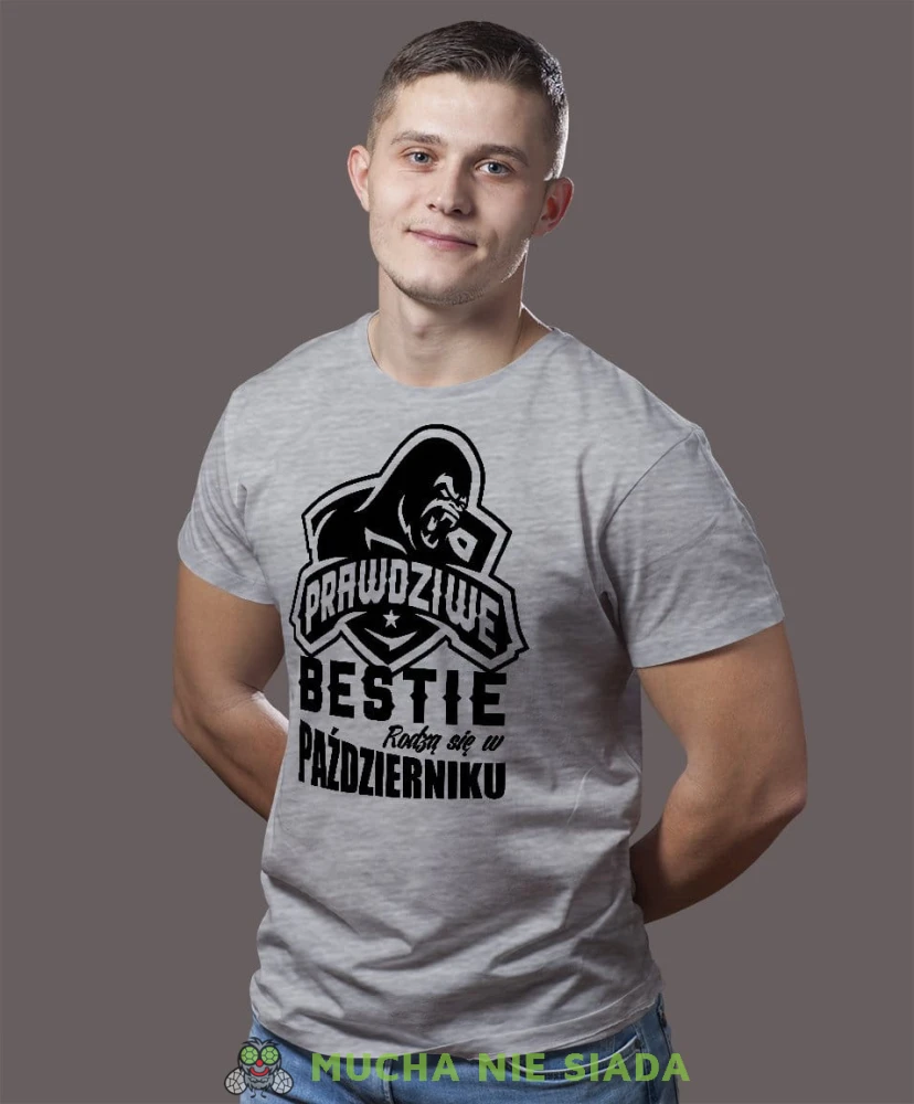 Prawdziwi bestie rodzą się w...  szara koszulka urodzinowa