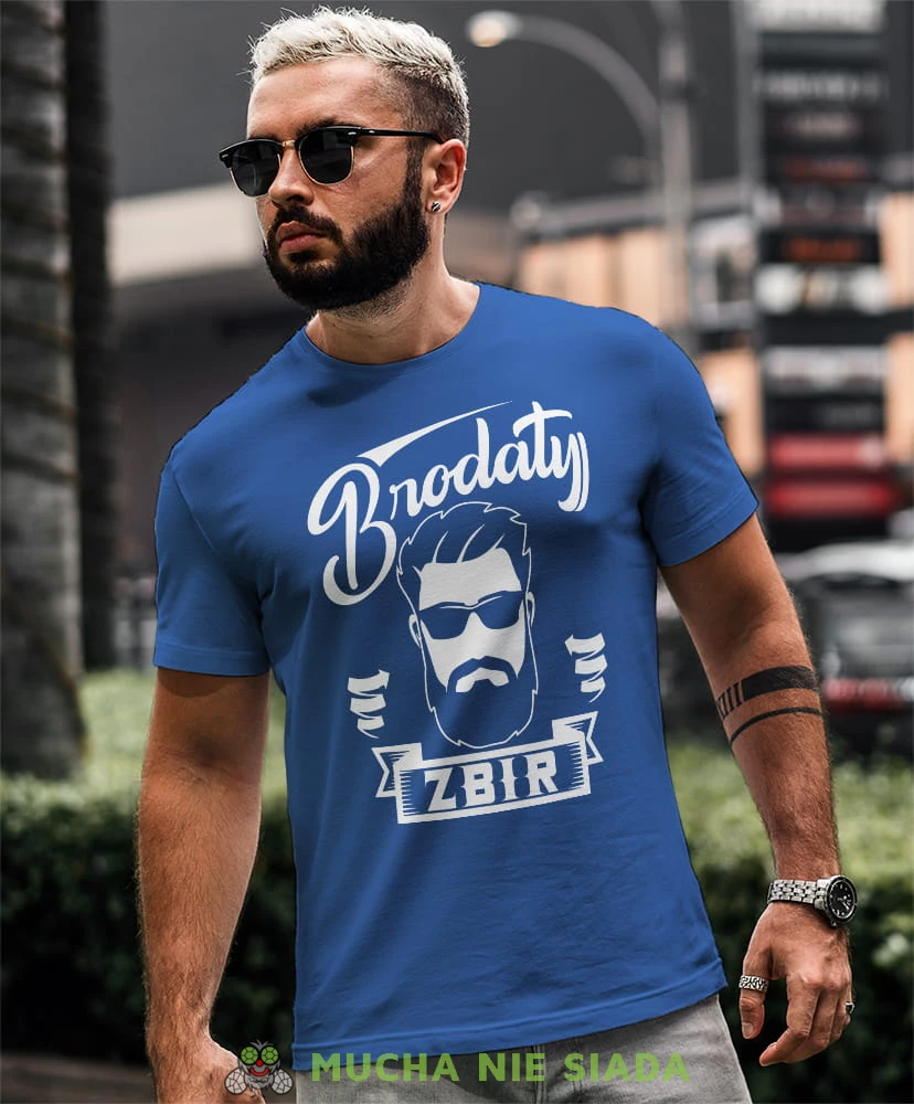 brodaty zbir niebieska męska koszulka prawdziwy mężczyzna hipster prezent.jpg