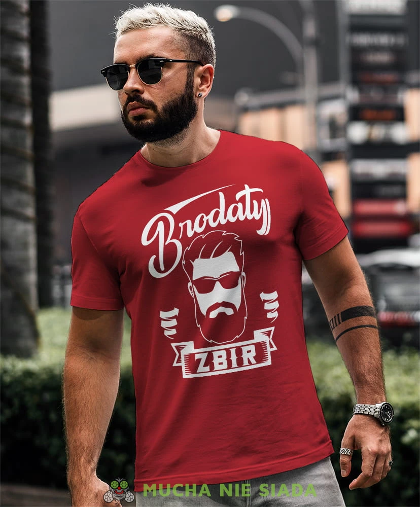 brodaty zbir czerwona męska koszulka prawdziwy mężczyzna hipster prezent.jpg