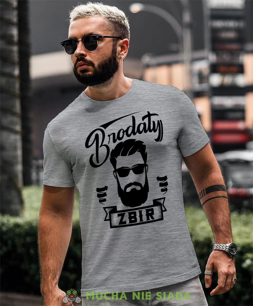 brodaty zbir szara męska koszulka prawdziwy mężczyzna hipster prezent.jpg