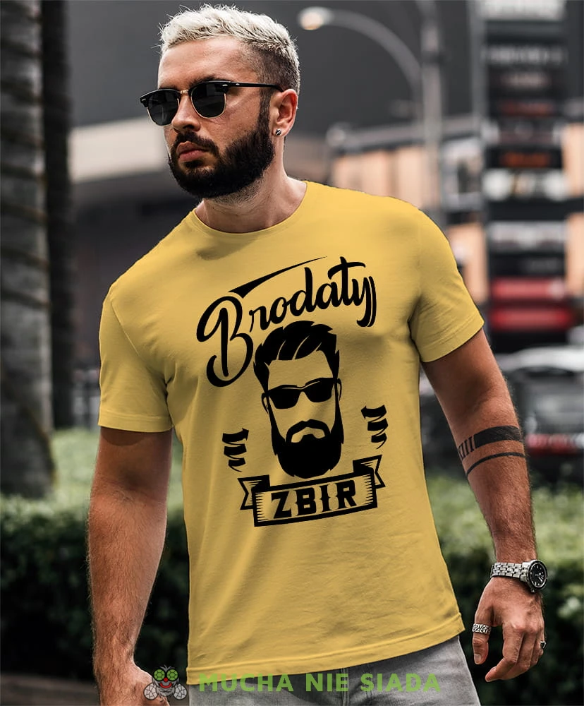 brodaty zbir żółta męska koszulka prawdziwy mężczyzna hipster prezent.jpg