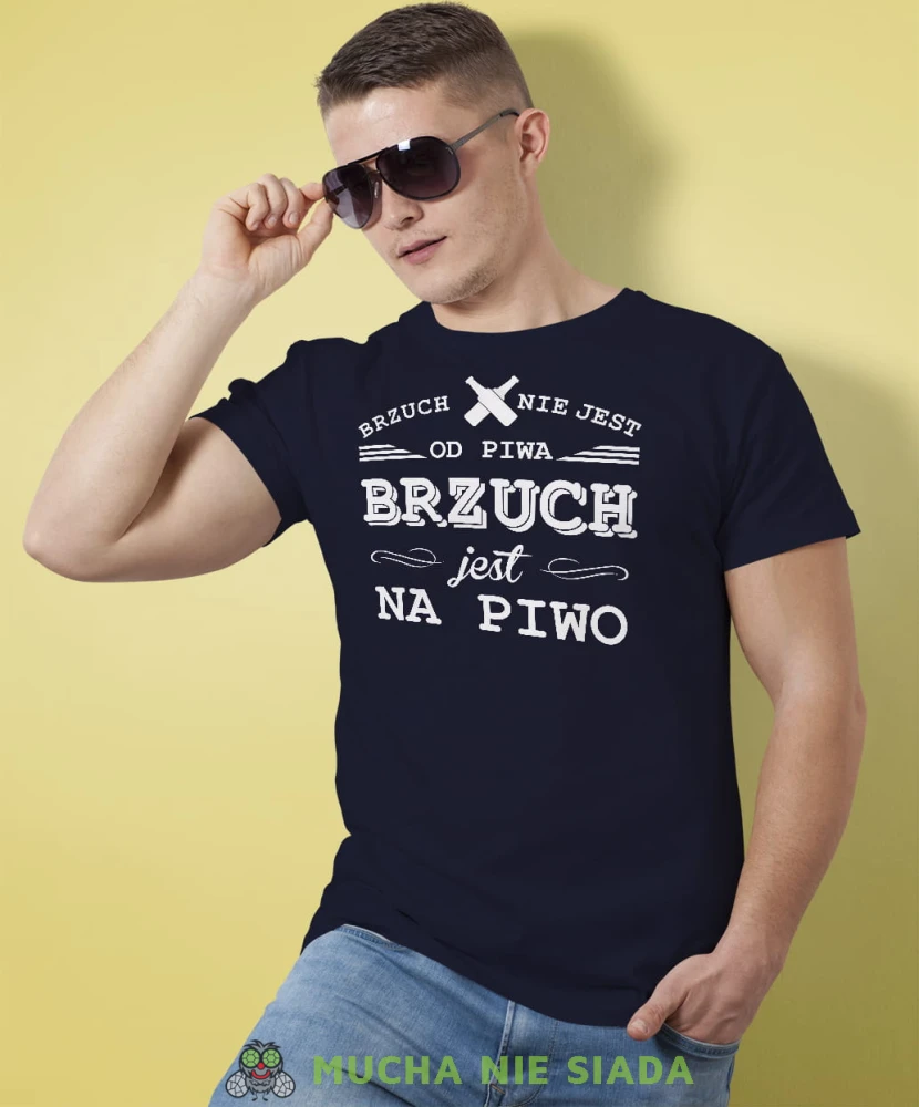 brzuch nie jest od piwa brzuch jest na piwo męska koszulka granat.jpg