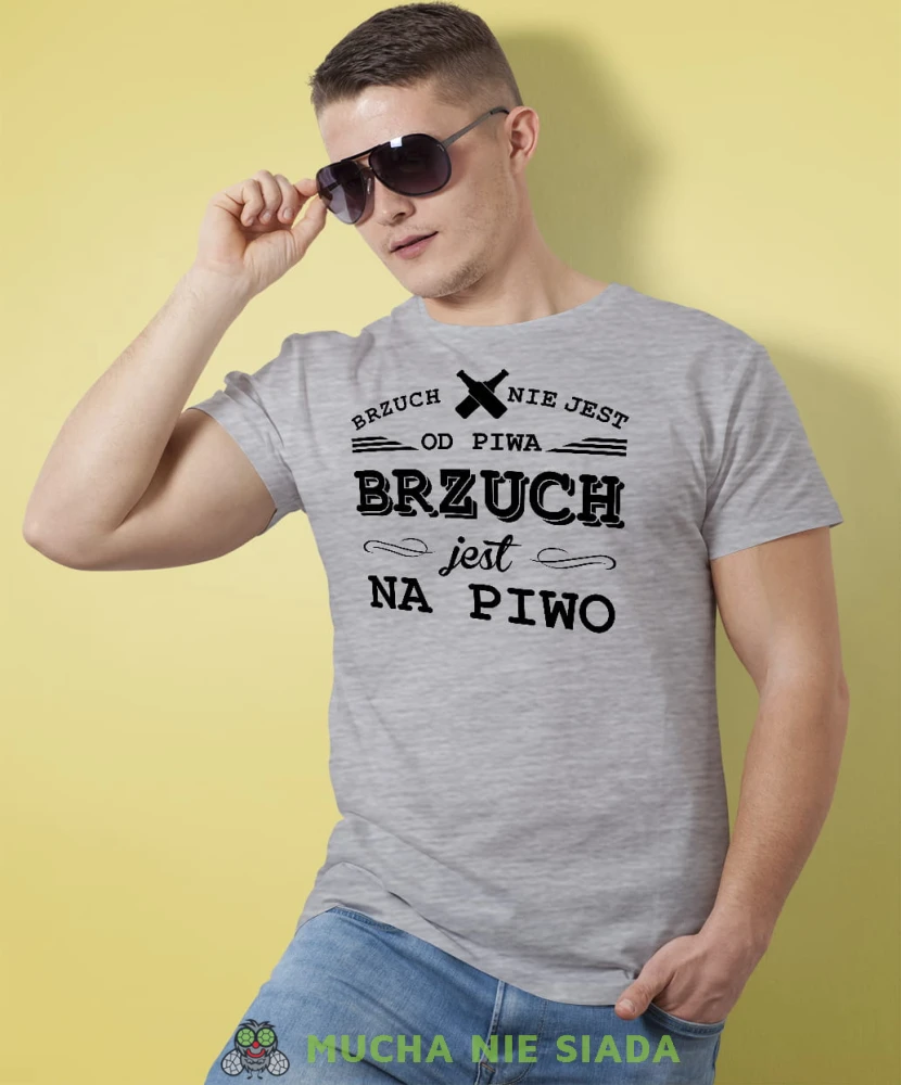 brzuch nie jest od piwa brzuch jest na piwo męska koszulka szara.jpg