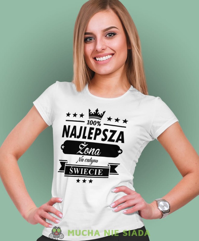 najlepsza żona na całym świecie biała damska koszulka dla żony z nadrukiem na prezent na urodziny.jpg