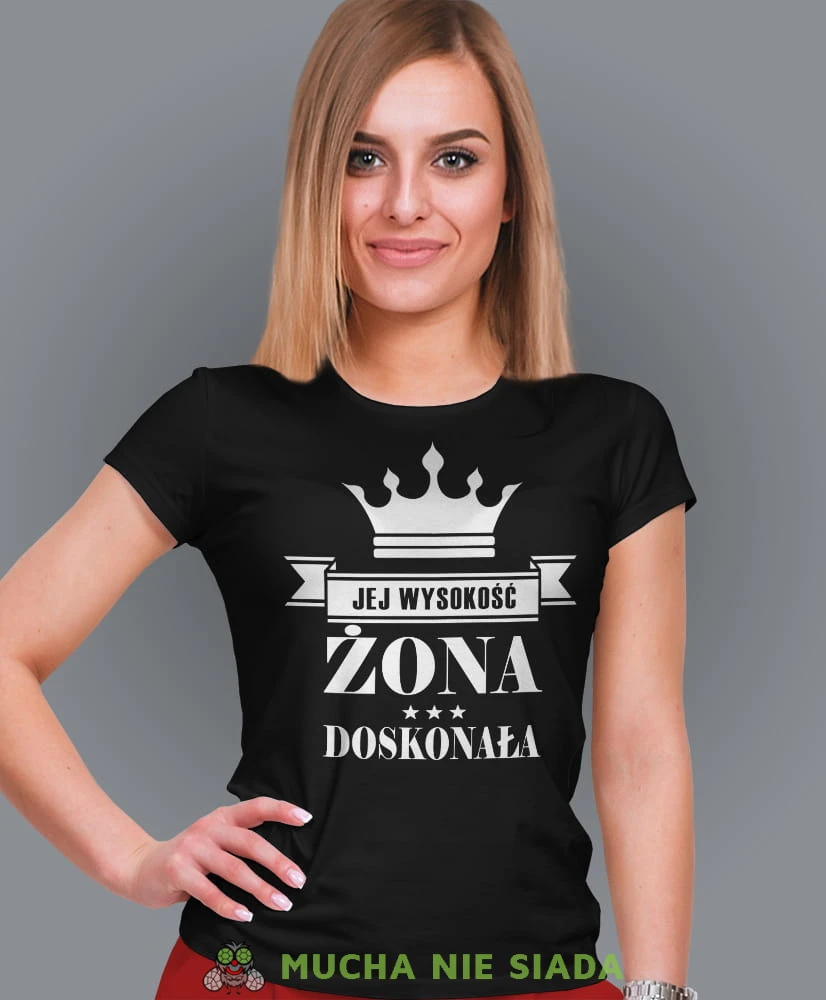 jej wysokość żona doskonała czarna damska koszulka dla żony z nadrukiem na prezent na urodziny.jpg