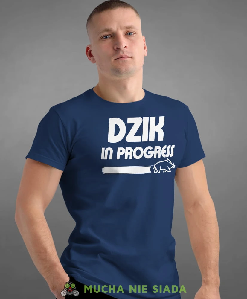 dzik in progress, granatowa koszulka na siłownię, męska koszulka, koszulka sportowa, na sport, gym, na siłownię.jpg
