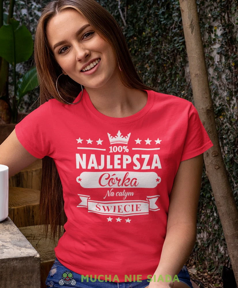 najlepsza córka na całym świecie czerwona koszulka damska z nadrukiem dla córki na prezent urodziny.jpg