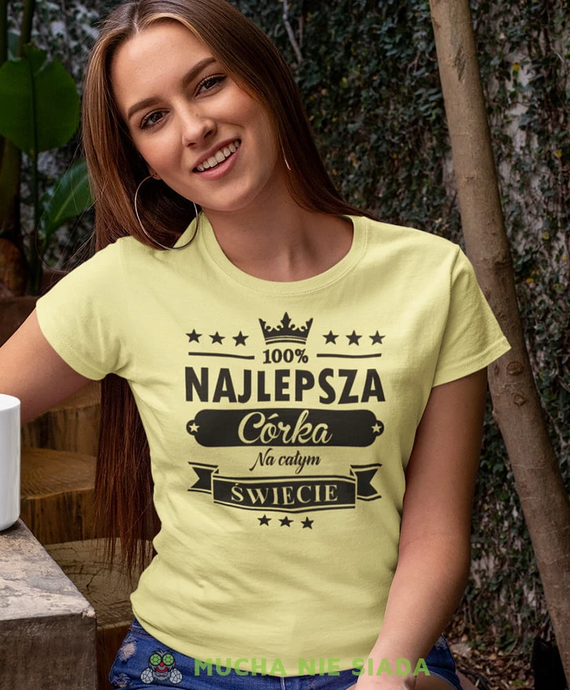 najlepsza córka na całym świecie żółta koszulka damska z nadrukiem dla córki na prezent urodziny.jpg