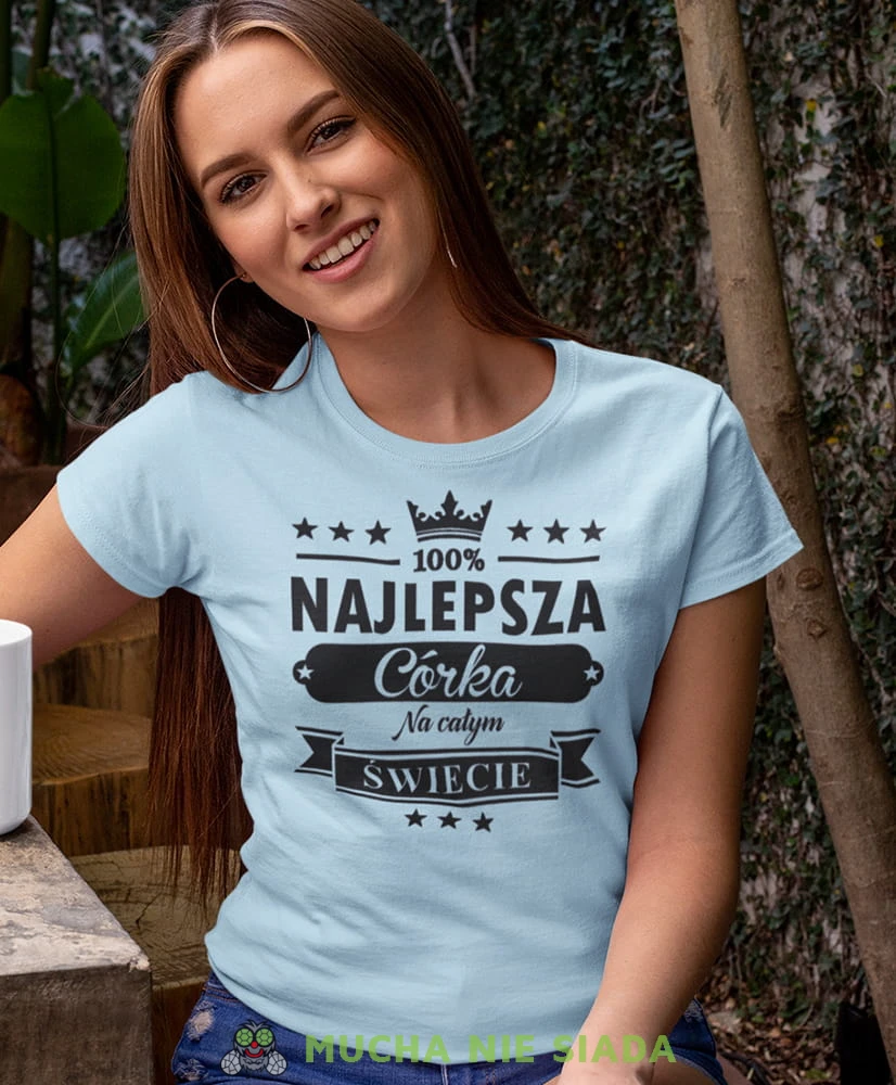 najlepsza córka na całym świecie jasnoniebieska koszulka damska z nadrukiem dla córki na prezent urodziny.jpg