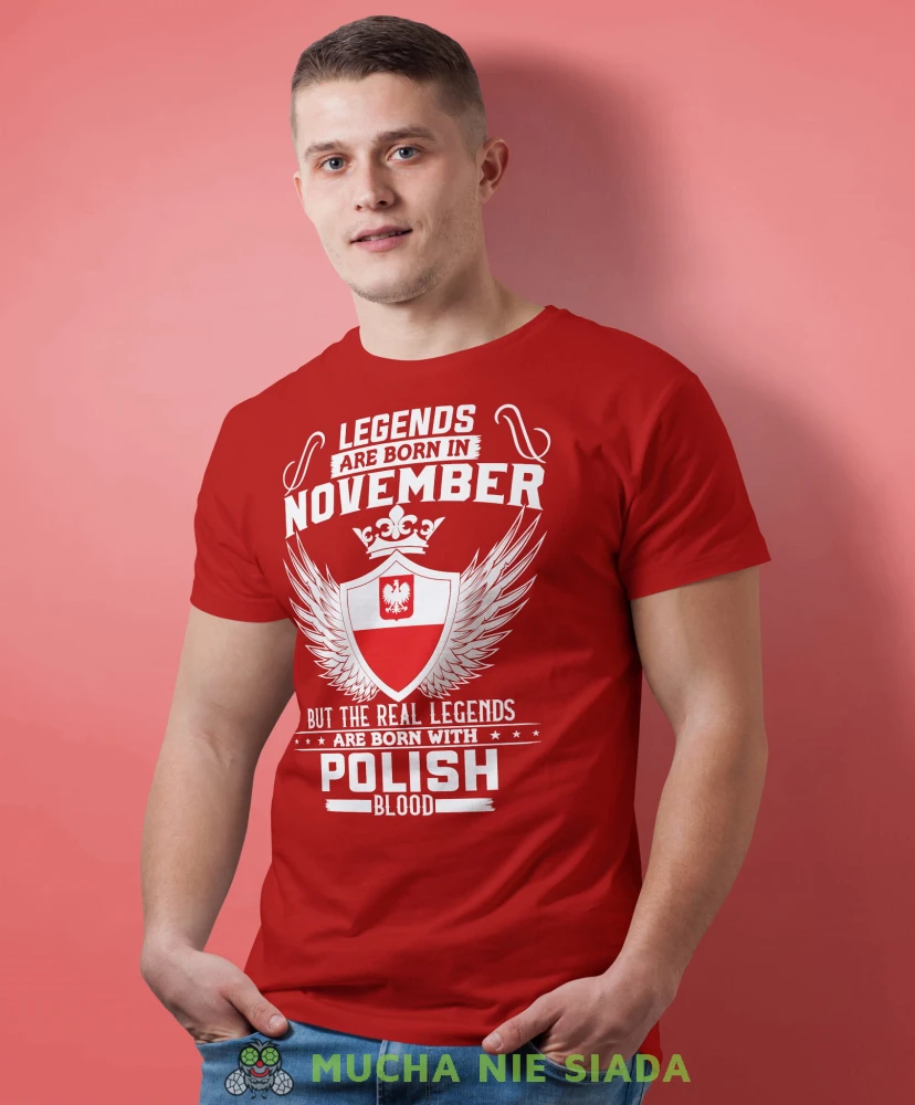 Legends are born with polish blood czerwona koszulka urodzinowa