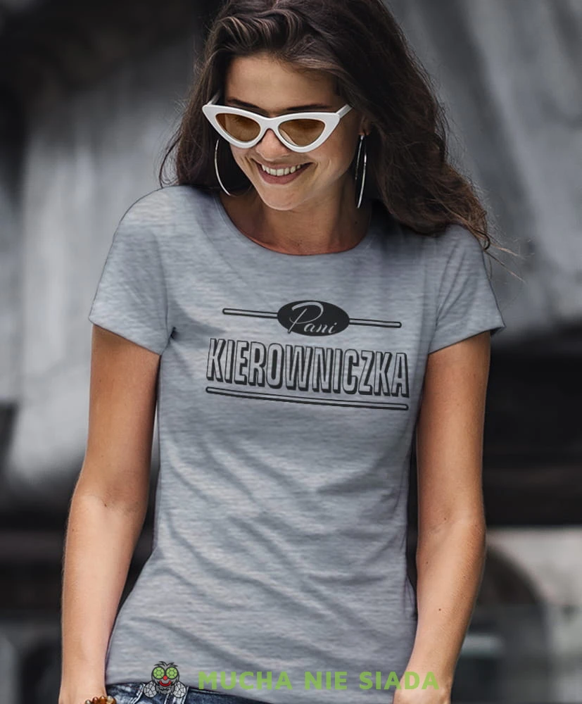 pani kierowniczka szara koszulka z nadrukiem na prezent dla dziewczyny dla żony.jpg