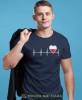 Heartbeats, Polska bicie serca, granatowa męska koszulka z nadrukiem, koszulka patriotyczna, koszulki z grafiką patriotyczną, dla mężczyzny, dla chłopaka na prezent, koszulka Polska, koszulki Polska.jpg