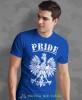 Pride Orzeł Polski, niebieska męska koszulka z nadrukiem, koszulka patriotyczna, koszulki z grafiką patriotyczną, dla mężczyzny, dla chłopaka na prezent, koszulka Polska, koszulki Polska.jpg