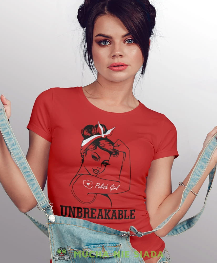unbreakable polish girl czerwona damska koszulka patriotyczna, patriotka, koszulka dla niej, dla dziewczyny, koszulka na prezent.jpg