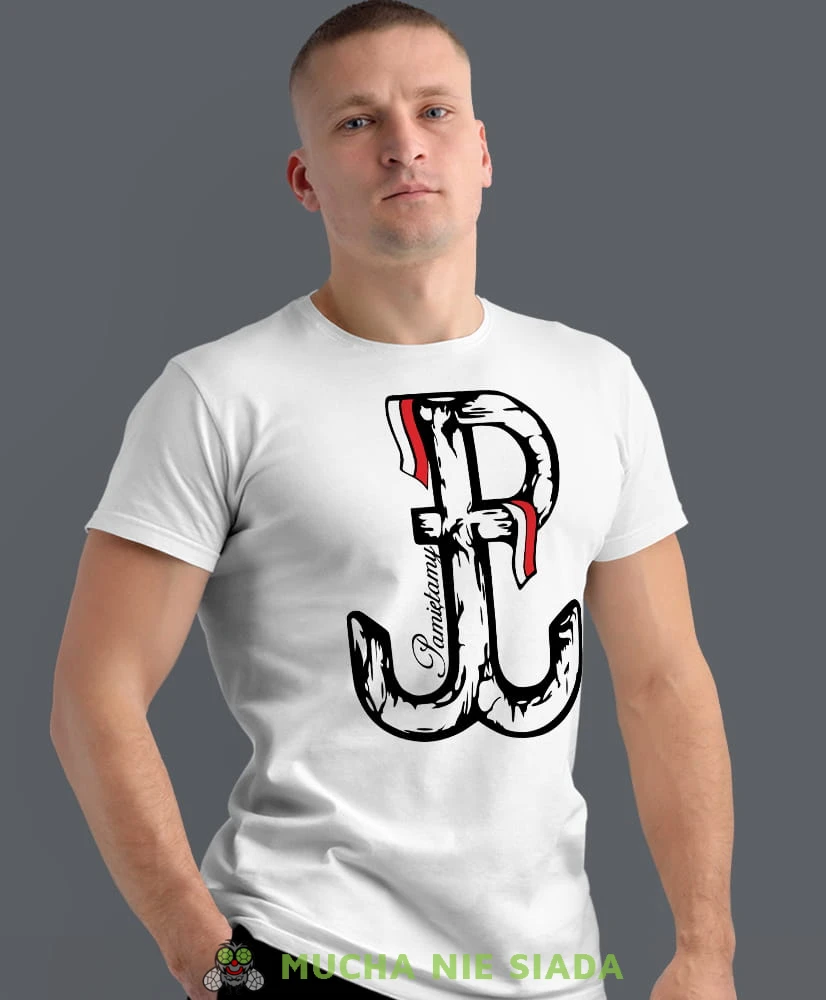 Pamiętamy, Polska Walcząca, biała męska koszulka z nadrukiem, koszulka patriotyczna, koszulki z grafiką patriotyczną, dla mężczyzny, dla chłopaka na prezent, koszulka Polska, koszulki Polska.jpg
