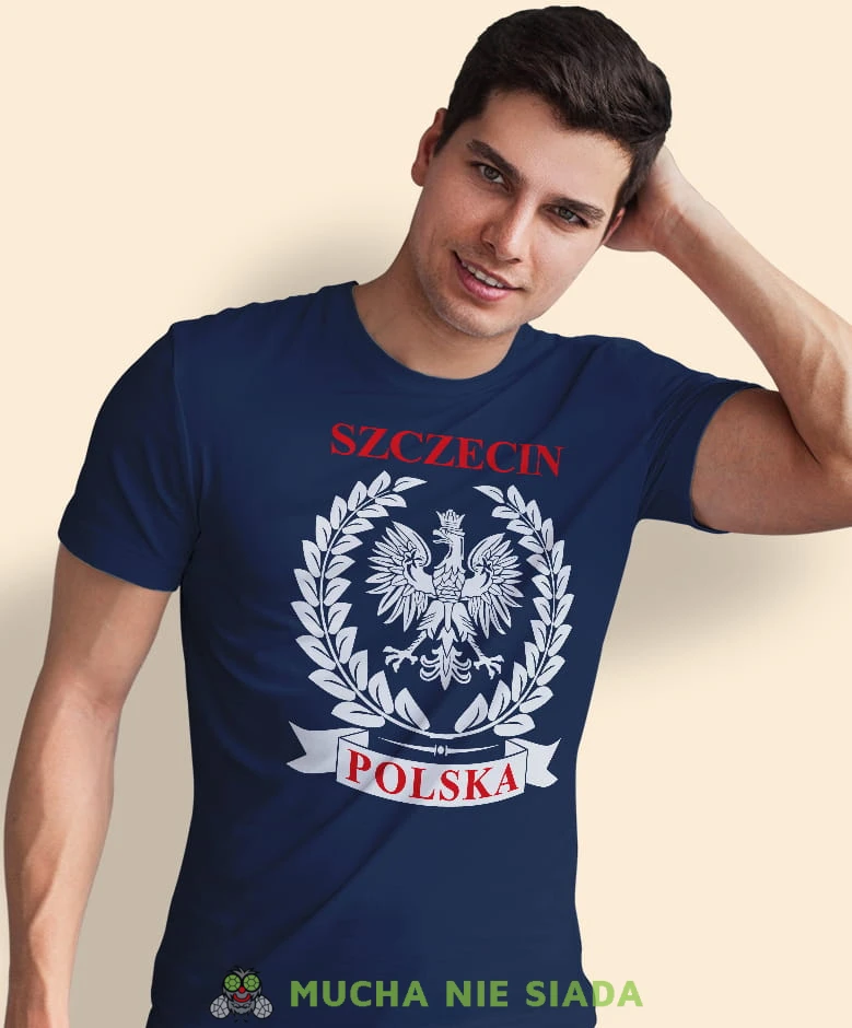miasto Polska, granatowa męska koszulka z nadrukiem, koszulka patriotyczna, koszulki z grafiką patriotyczną, dla mężczyzny, dla chłopaka na prezent, koszulka Polska, koszulki Polska.jpg