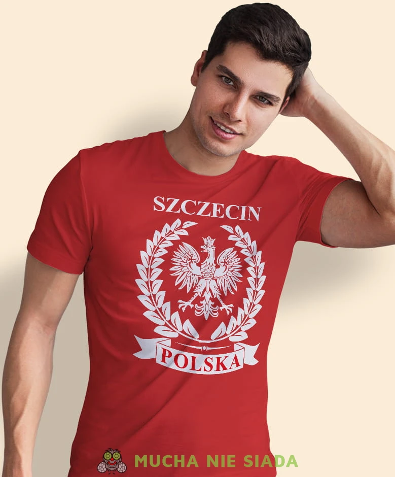 miasto Polska, czerwona męska koszulka z nadrukiem, koszulka patriotyczna, koszulki z grafiką patriotyczną, dla mężczyzny, dla chłopaka na prezent, koszulka Polska, koszulki Polska.jpg