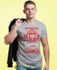 od urodzenia dumny  pochodzenia godł Polski, szara męska koszulka z nadrukiem, koszulka patriotyczna, koszulki z grafiką patriotyczną, dla mężczyzny, dla chłopaka na prezent, koszulka Polska, koszulki Polska.jpg